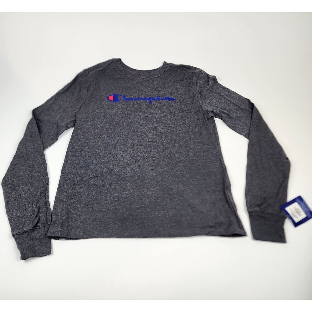 Champion NWT Women’s Long Sleeve Logo T-Shirt Small Granite Heat Gray